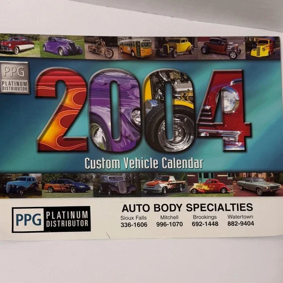 Vintage 2004‎ PPG Custom Vehicle Calendar Hot Rods Classic Cars Auto Body *