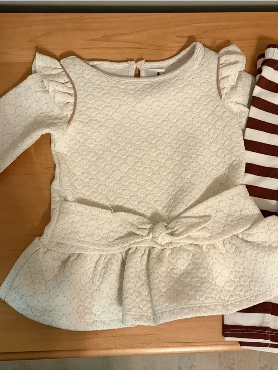Rare Editions Cream Eyelet Front-Tie Bodysuit