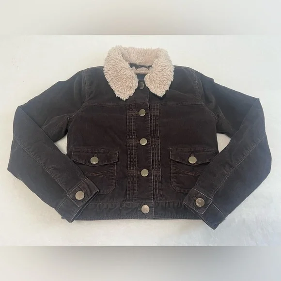 Gap Kids Sherpa Lined Brown Corduroy Button Up Jacket‎ Size 10 - fits like 5-10Y