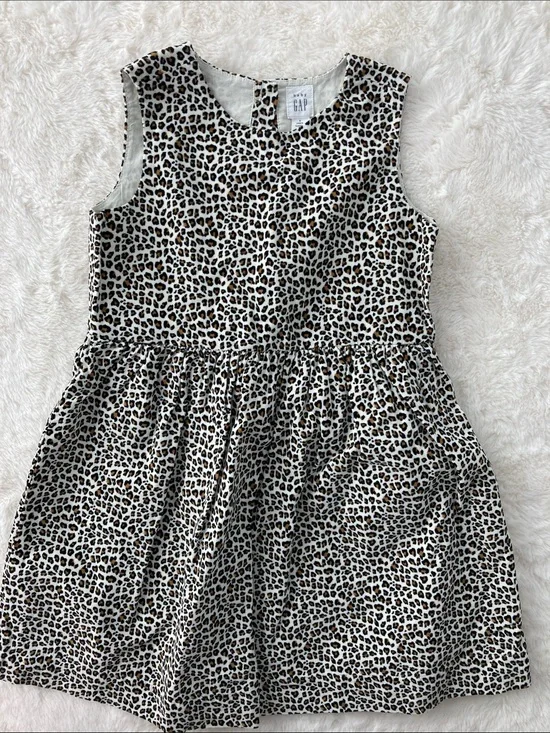 SALE! 50% Off GAP Girls' Leopard Print Sleeveless Corduroy/Velvet Dress Size 5