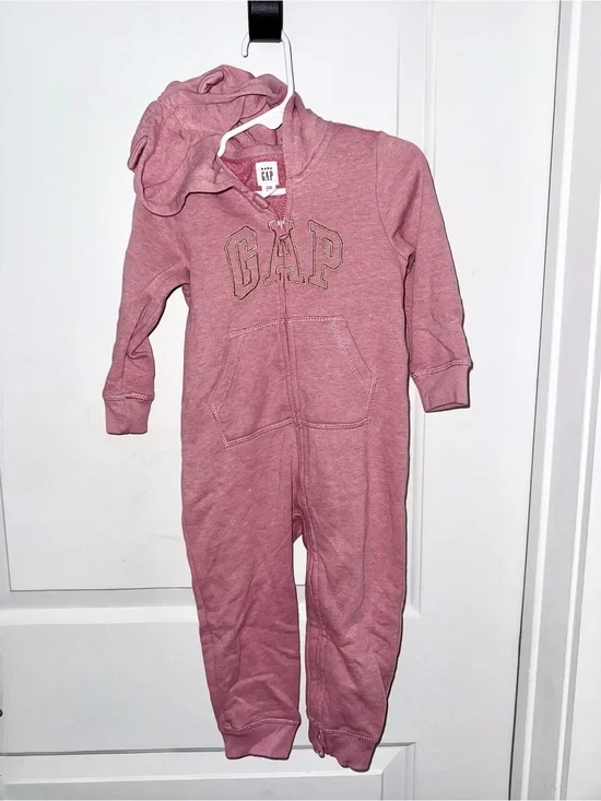 GAP Girls Dusty Rose Hooded One-Piece Romper