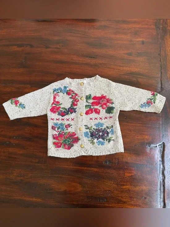 Vintage Multicolored Baby Gap Cardigan 90s Floral Baby Toddler S 3-12 Months