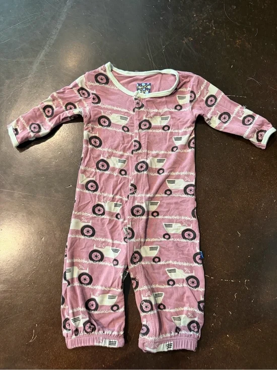 Kickee Pants Tractor Print Bamboo One-Piece Romper