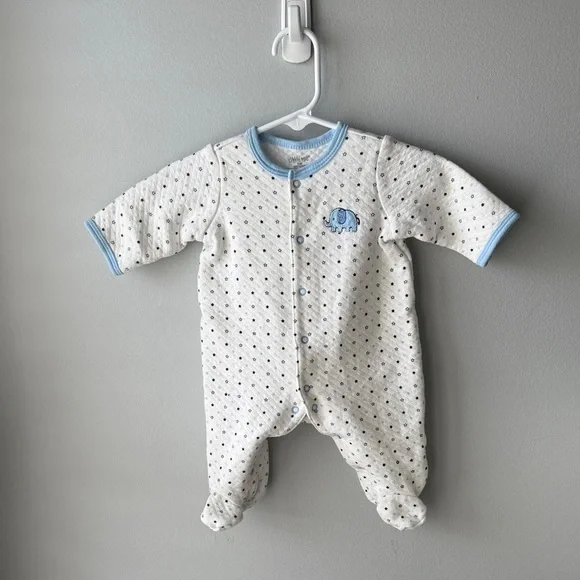 Little Me Baby Quilted Elephant‎ Star Footie Pajamas 3M