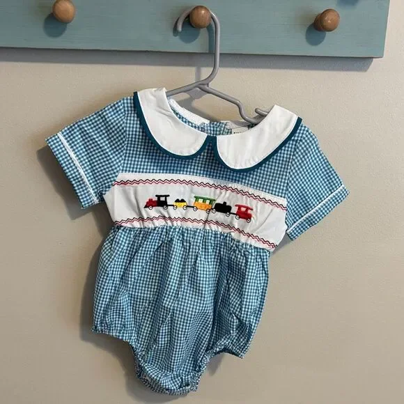 Baby boy bubble with trains size 6-9 months