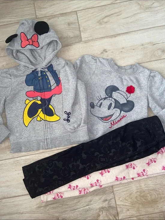 GAP Girls' 5T Disney Minnie Mouse Bundle Hooded Sweatshirt Sweatpants Leggings