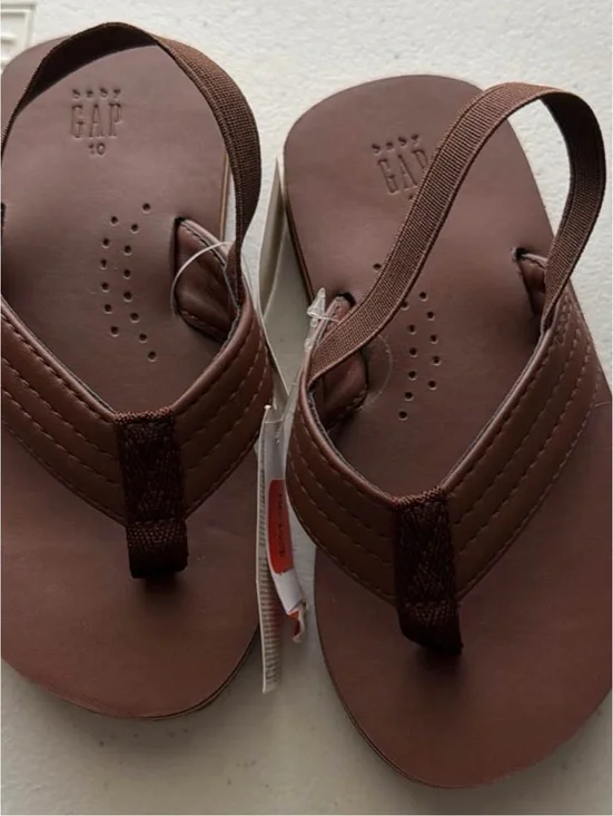 GAP Brown Leather-Look Foam Flip Flops