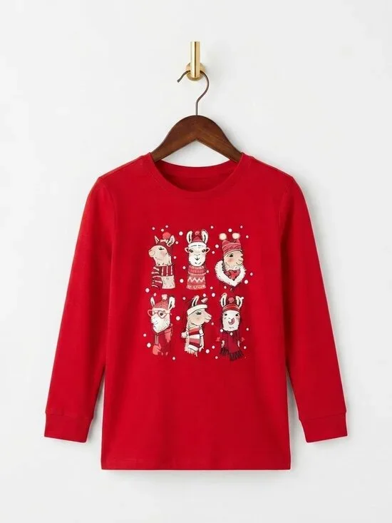 Baby Gap Sleep Shirt Size 3 Years Red Christmas Llama Graphic Winter Pajamas