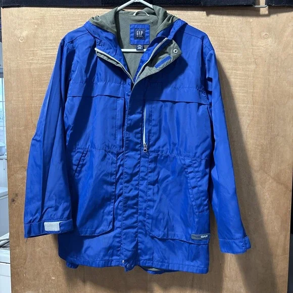 Gap‎ Boys Blue Hooded Zip Rain Jacket XXL 14-16