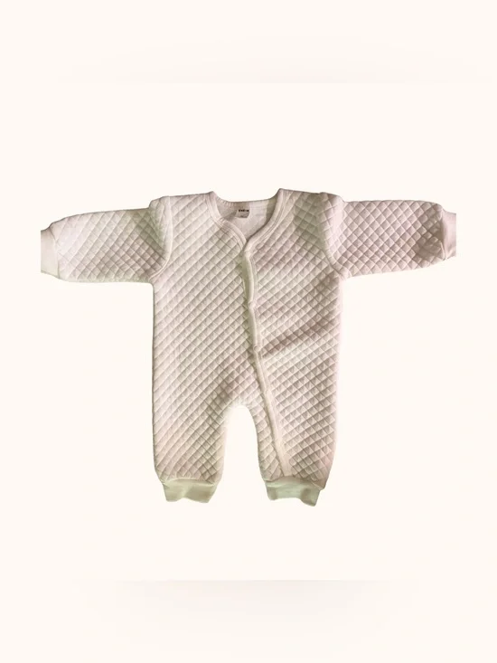 SHEIN White Quilted Baby Footed One-Piece
