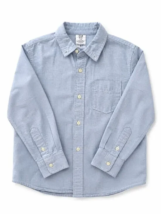 Gap Kids Oxford Button Down Shirt Blue Long Sleeve Cotton Boys Size M 8