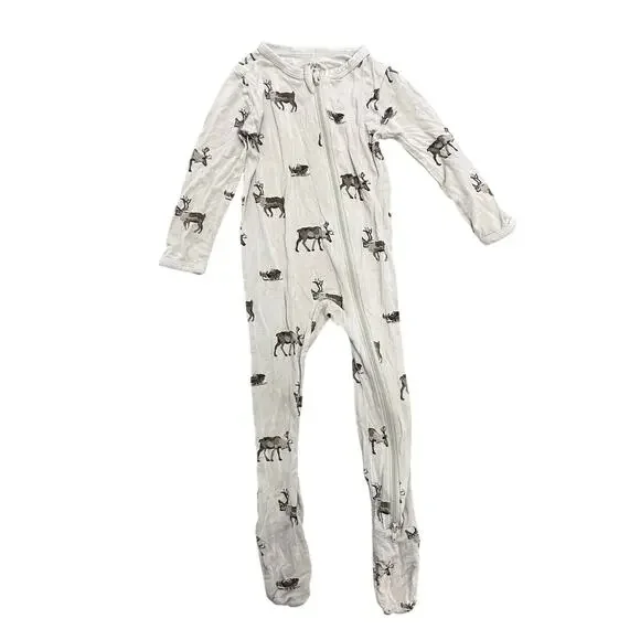 Kyte Baby Bamboo Zippered Footie Sleeper Pajamas Reindeer Deer 12-18M