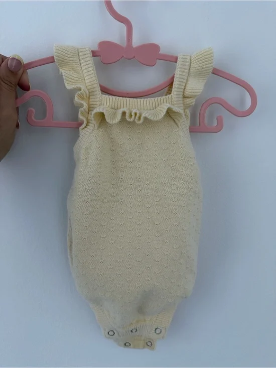 Baby Gap Ruffle Knit Romper - butter yellow