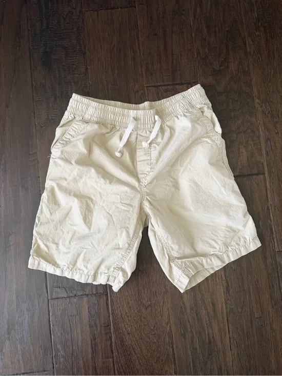 GAP Khaki Elastic-Waist Drawstring Shorts
