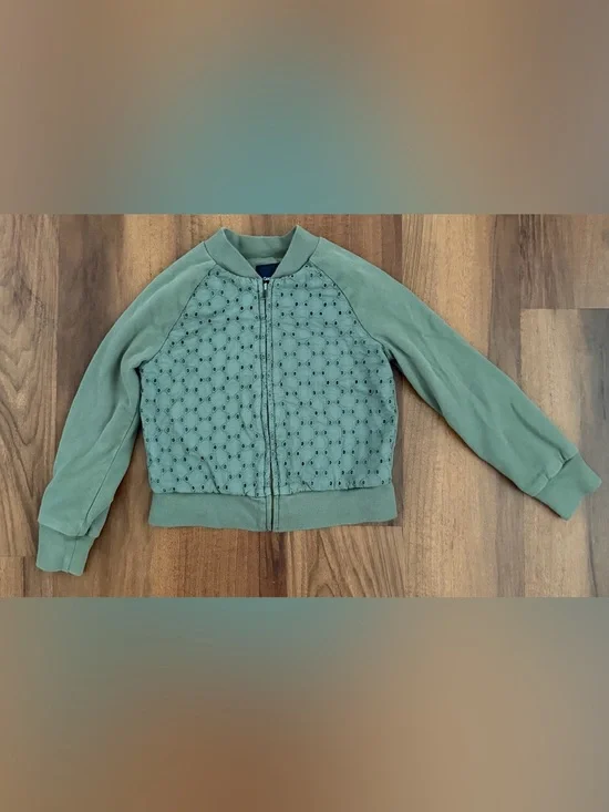 GAP Girls Olive Green Eyelet Zip Bomber Jacket, Small