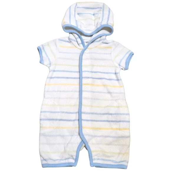 Vintage Baby GAP Hooded Terry Cloth Swim Cover Up Romper 0-3 Months 2005 Pool