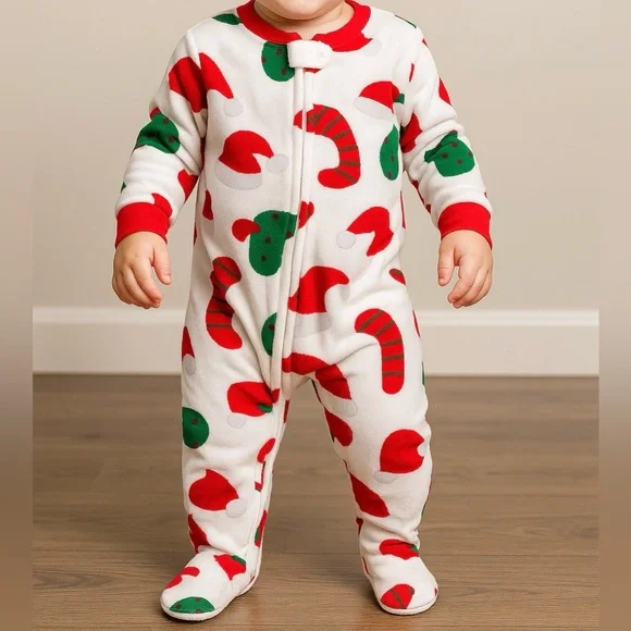 Carter's Baby Christmas Fleece Footed Pajamas Red Size 18 Months‎