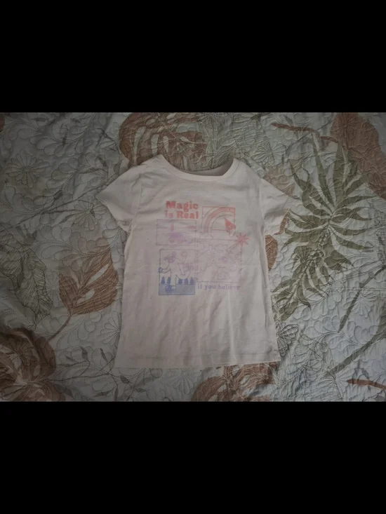 Carter's White Short Sleeve Tee with Pastel Pink & Light Blue Graphic