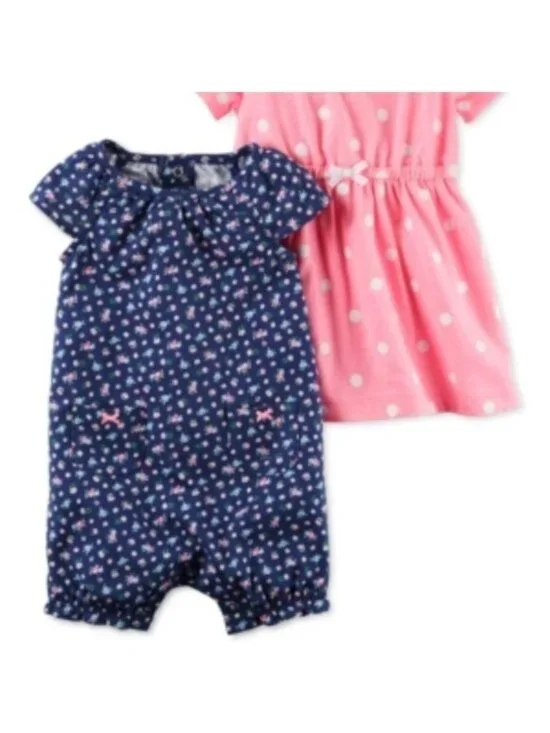 Carter's 2-Pc. Dot-Print Dress & Floral-Print Romper Set, Newborn