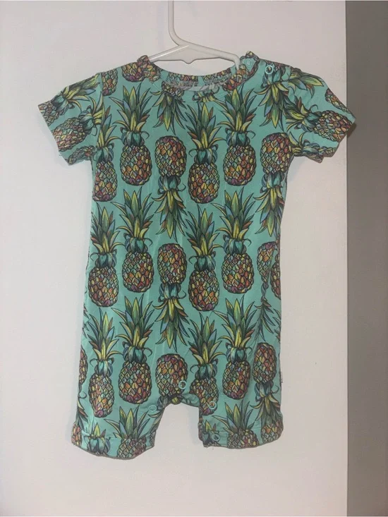 Aqua Pineapple Print One-Piece Romper for Kids