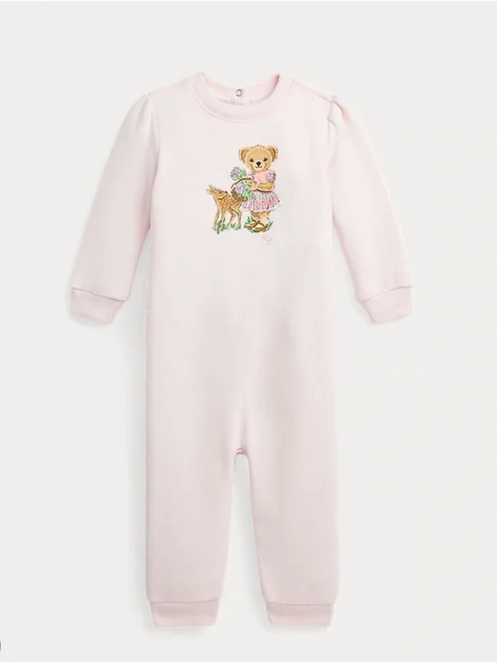 NWT Ralph Lauren Baby Girl Fleece Coverall Size 6 Months Classic Fall Winter