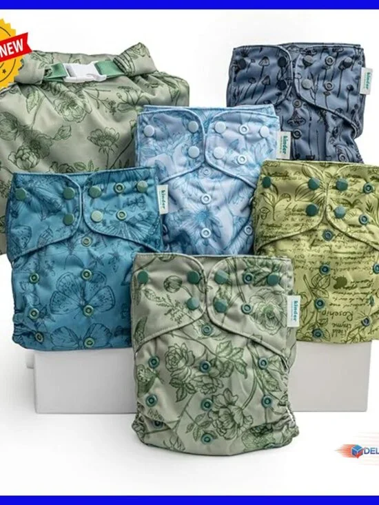 Reusable Pocket Cloth Diapers 5 Pack, Athletic Wicking Jersey, Newborn to Potty