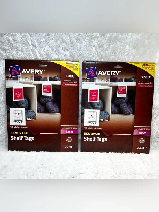 LOT Of 2 Avery 22803 White Removable Shelf Tags 2 1/4
