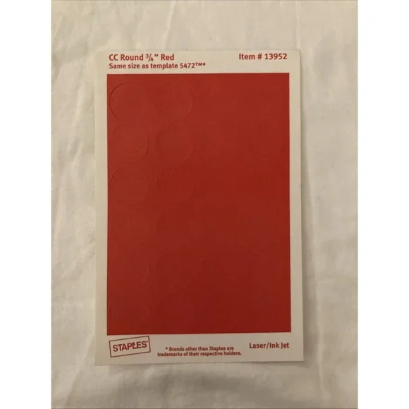 Staples Color Coding Labels | Red | 1 Sheet Only (24 Labels)