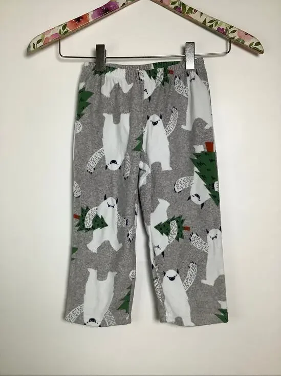 Carter’s Toddler 3T Gray Polar Bear Holiday Fleece Pajama Pants Sleepwear A17-3