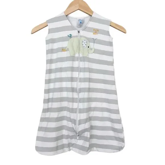 Halo Sleep Sack Gray Whit Striped Elephant Sz M 6-12M 16-24LB