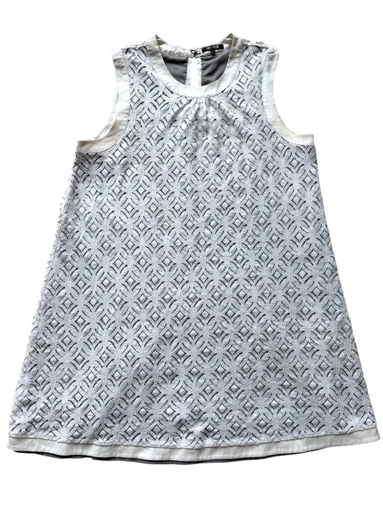 NIC+ZOE Girls White Sleeveless Lace-Overlay Nightgown