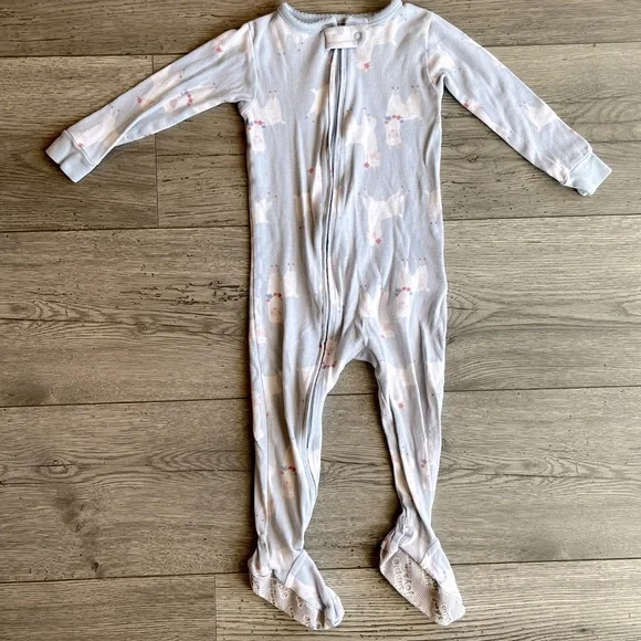 Simple Joys by Carter’s Toddler Long Sleeve One Way Footed Zippy Pajama - Alpaca