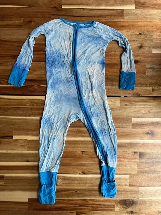 Little Sleepies Blue Tie-Dye Footed Pajamas