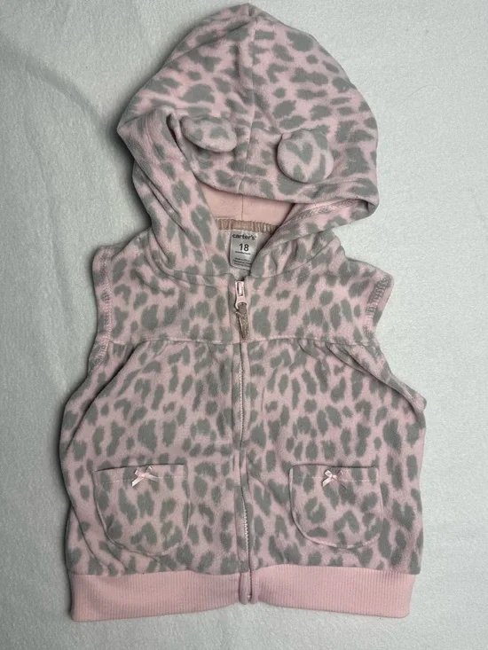 Carter’s Baby Girl Pink Leopard Fleece Hooded Vest