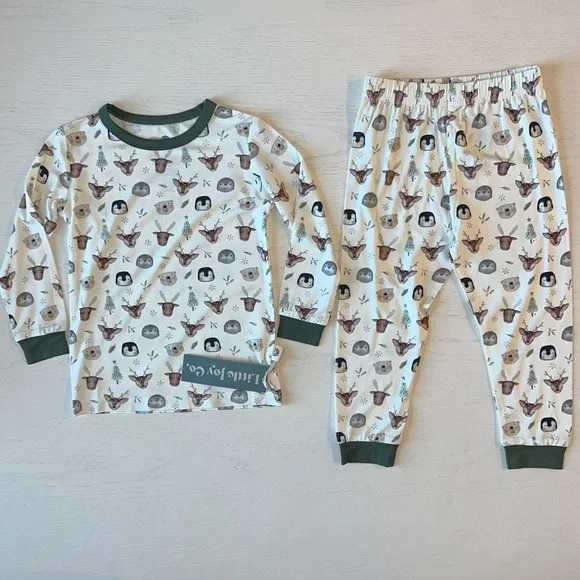 🎄 Little Joy Co Winter Animals Bamboo Holiday Christmas Pajama Set 2T 3T