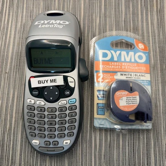 DYMO‎ LetraTag LT-100H Handheld Label Maker Silver with 2PK White Paper Refills