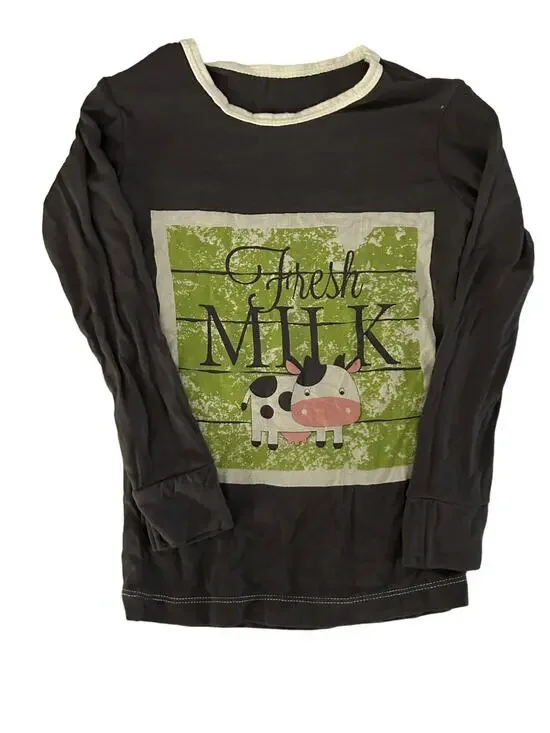 Kickee Pants Fresh Milk Cow  Pajama Top size 5