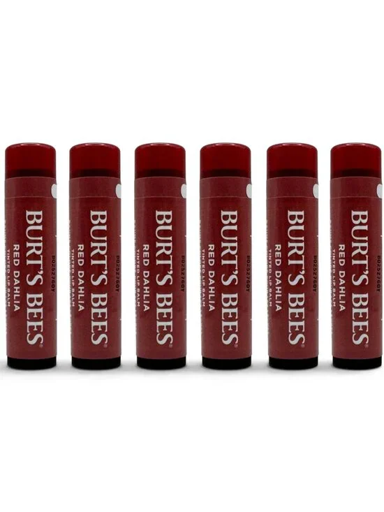 6 Pack Burts Bees Tinted Lip Balm RED DAHLIA 0.15oz Moisturizing Hydrating Sheer