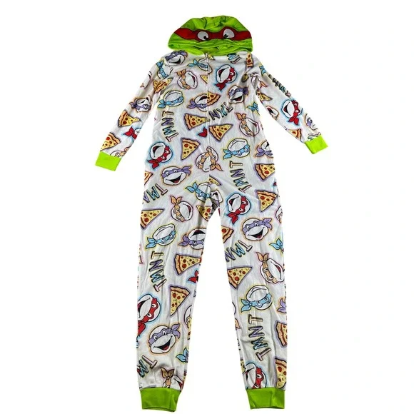 Nickelodeon TMNT Teenage Mutant Ninja Turtles Hooded Union Suit Small 4-6 Pizza