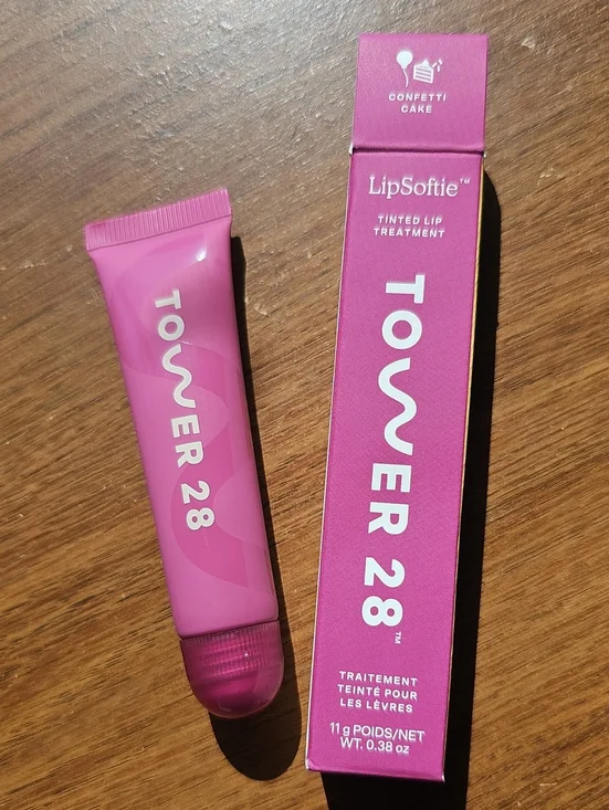 NIB Tower 28 LipSoftie Tinted Lip Treatment - Sheer Mauve (Confetti Cake)