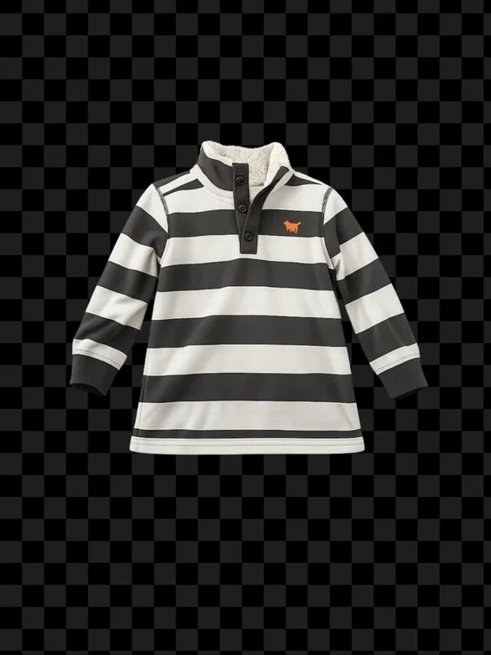 Carter's Unisex Black Striped Fleece Henley Sweater 18M