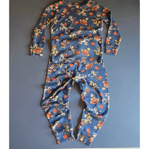 Disney Kids Mickey Mouse Friends Halloween Pajamas Set 2-Piece Snug Fit Blue 4T