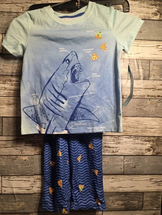 Cat & Jack Light Blue Shark and Pizza Pajama Set