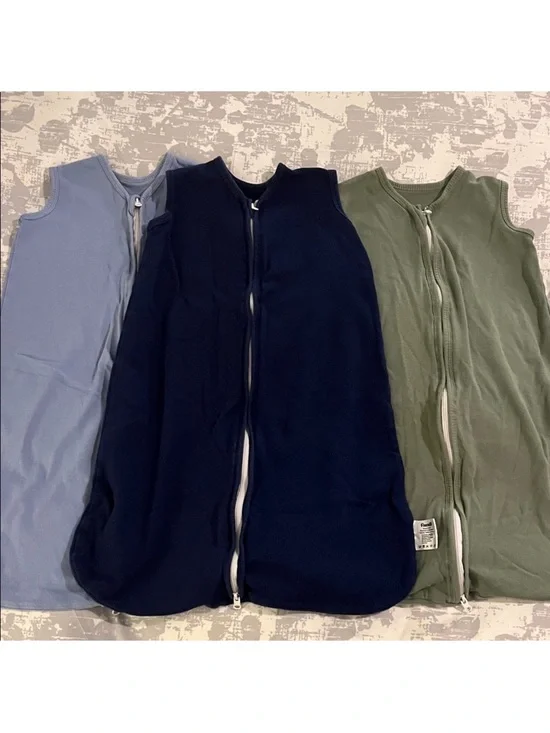 Bundle of Baby Sleeveless Zip Sleep Sack - Navy, Sage & Light Blue
