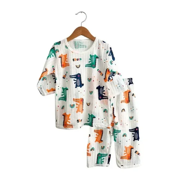 NWT Cute Boys Sleep N' Play Long Sleeve Top & Pants Pajamas 2 Piece Set Crocs 5T
