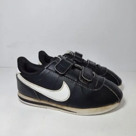Nike Youth Cortez Basic Black White Athletic Sneakers Shoes Toddler 10c