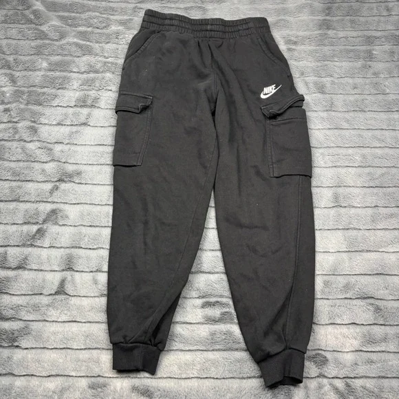 Nike Sportswear Boys Fleece Cargo Sweatpants Black Joggers Large L RN 56323