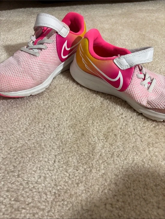 Nike Kids Pink and Yellow Gradient Velcro Sneakers