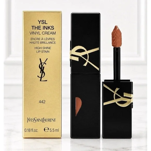 YSL The Inks Vinyl Cream 442 Cappuccino Kiss High Shine Lip Stain 5.5ml NIB RARE