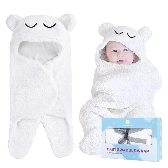 Snuggle Bear Baby Swaddle Blanket Wrap Cute Newborn Bear Onesie Ultra Soft NEW